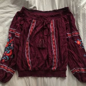 Long sleeve off the shoulder top